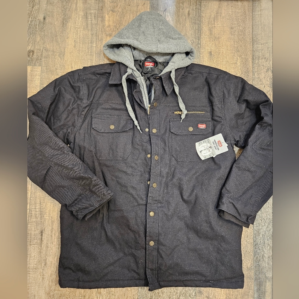 Men's Black Work Jacket with Hood